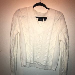 White sweater, vneck